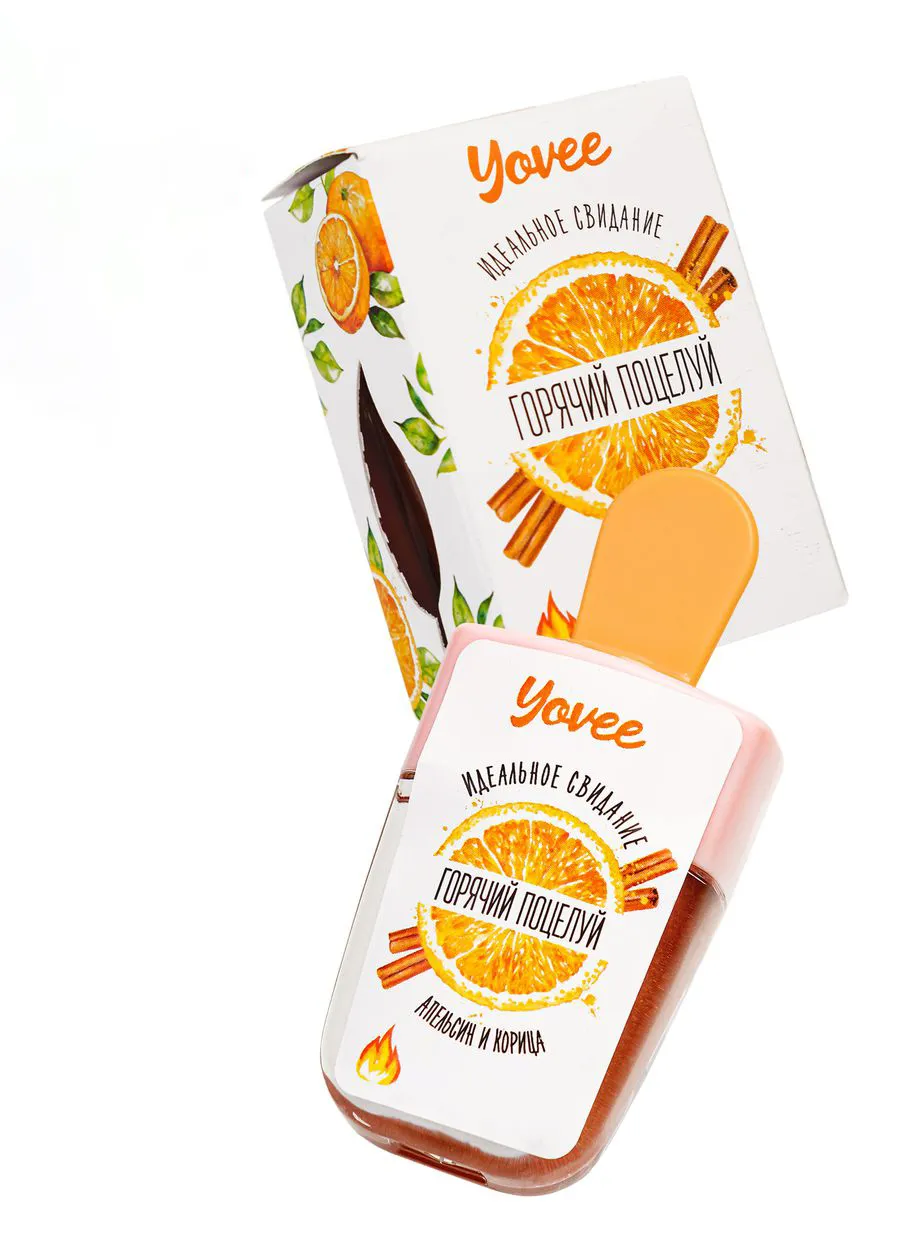бальзам для губ yovee «горячий поцелуй» с ароматом апельсина и корицы, разогревающий, 5 мл в Севастополе