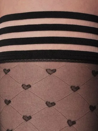 Эротическое чулки mirey с силиконовой резинкой и рисунком "сердечки" sweet 20 в Севастополе