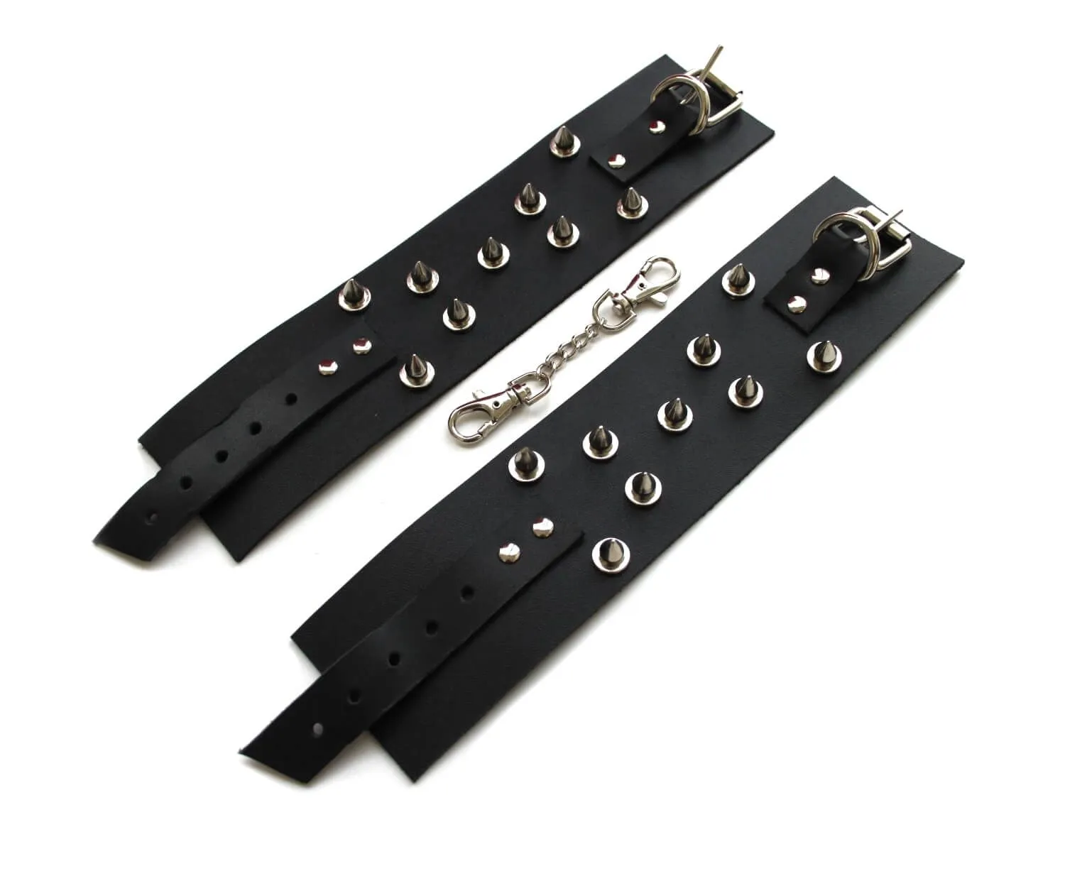 поножи декоративные кожаные pinkrabbit c шипами, черные в Севастополе