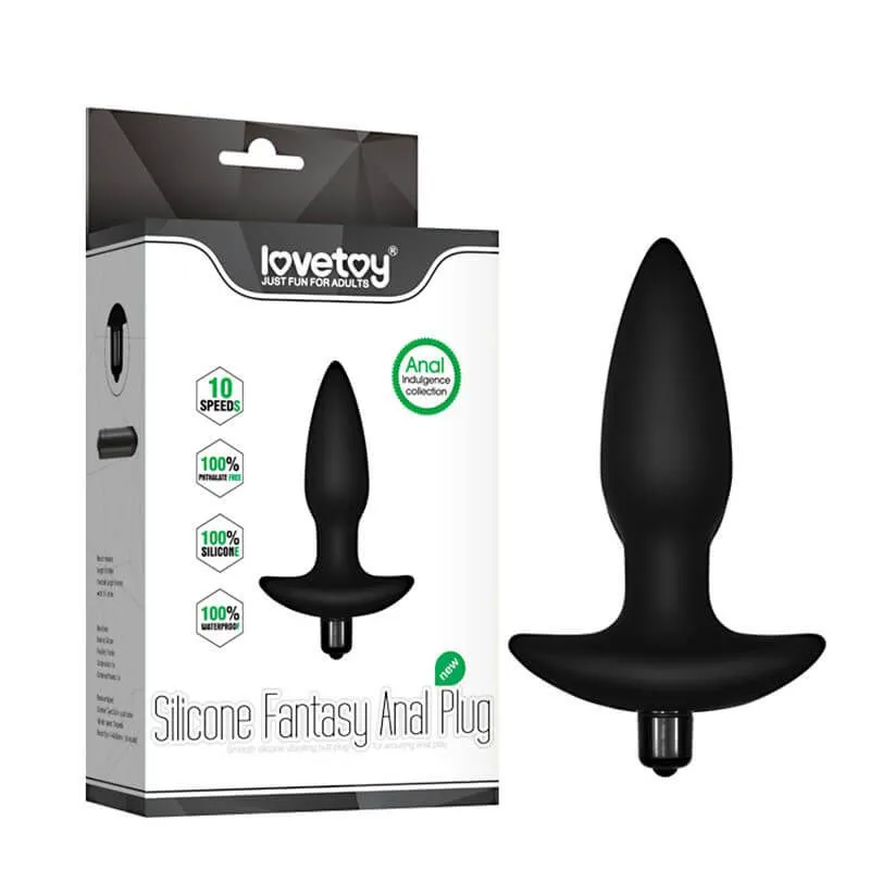 анальная пробка lovetoy silicone fantasy anal plug, с вибрацией, чёрная в Севастополе