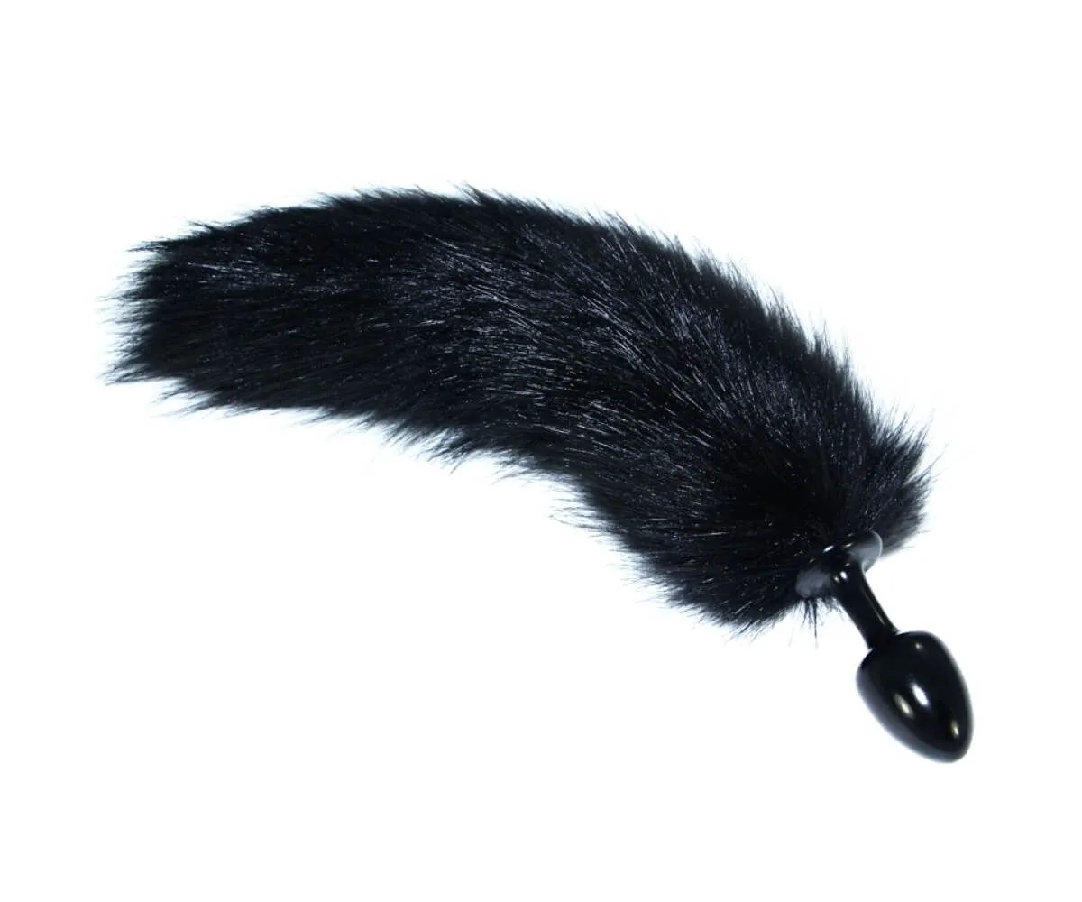 анальная пробка lovetoy luxury metal anal tail, с черным хвостом в Севастополе