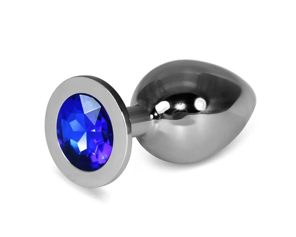 Анальная пробка Lovetoy Rosebud Classic L, с синим камнем