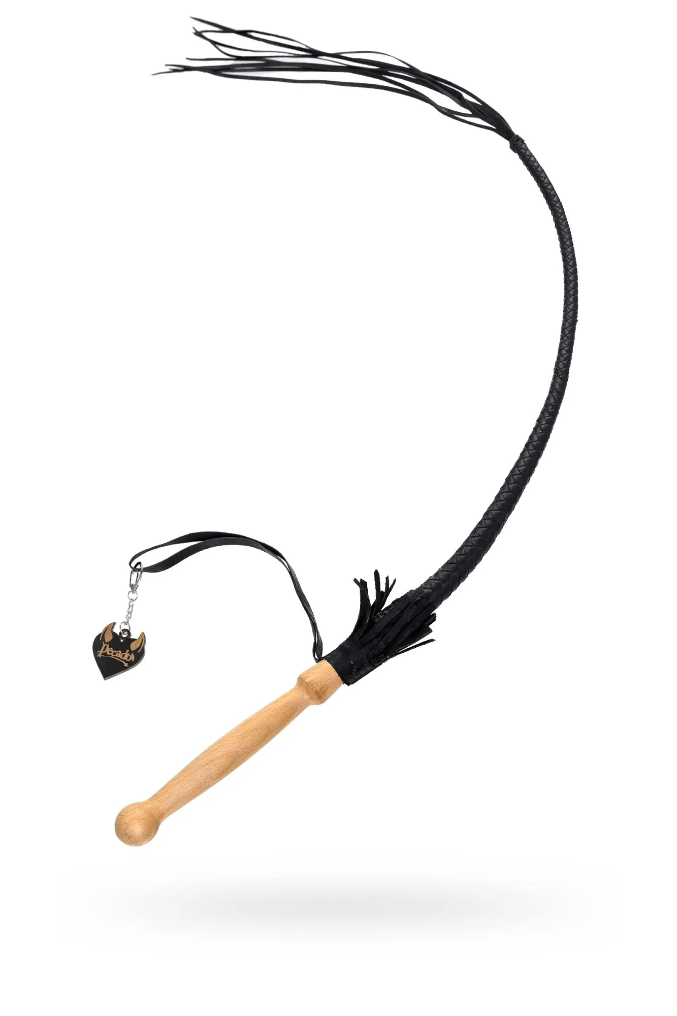 Кнут плетеный Pecado BDSM, натуральная кожа, чёрный, 75 см