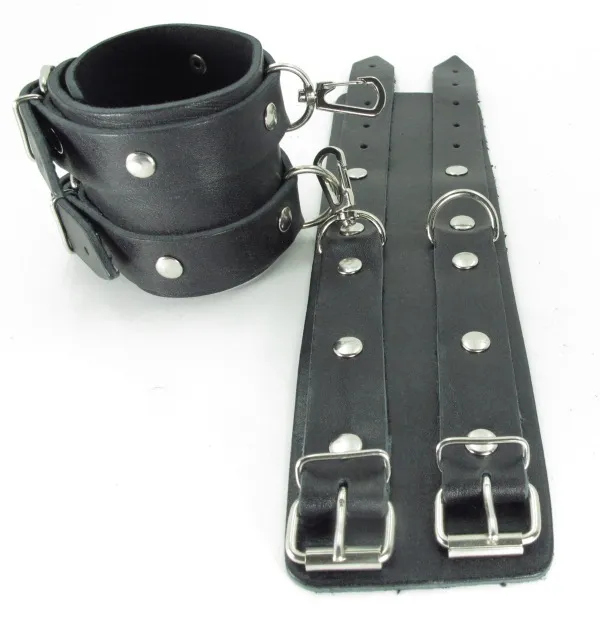 оковы из кожи черные с двумя пряжками 56007ars в Севастополе
