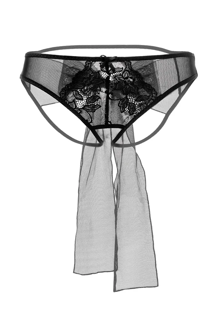 Эротическое эротические трусики с бантом erolanta mia, чёрные в Севастополе