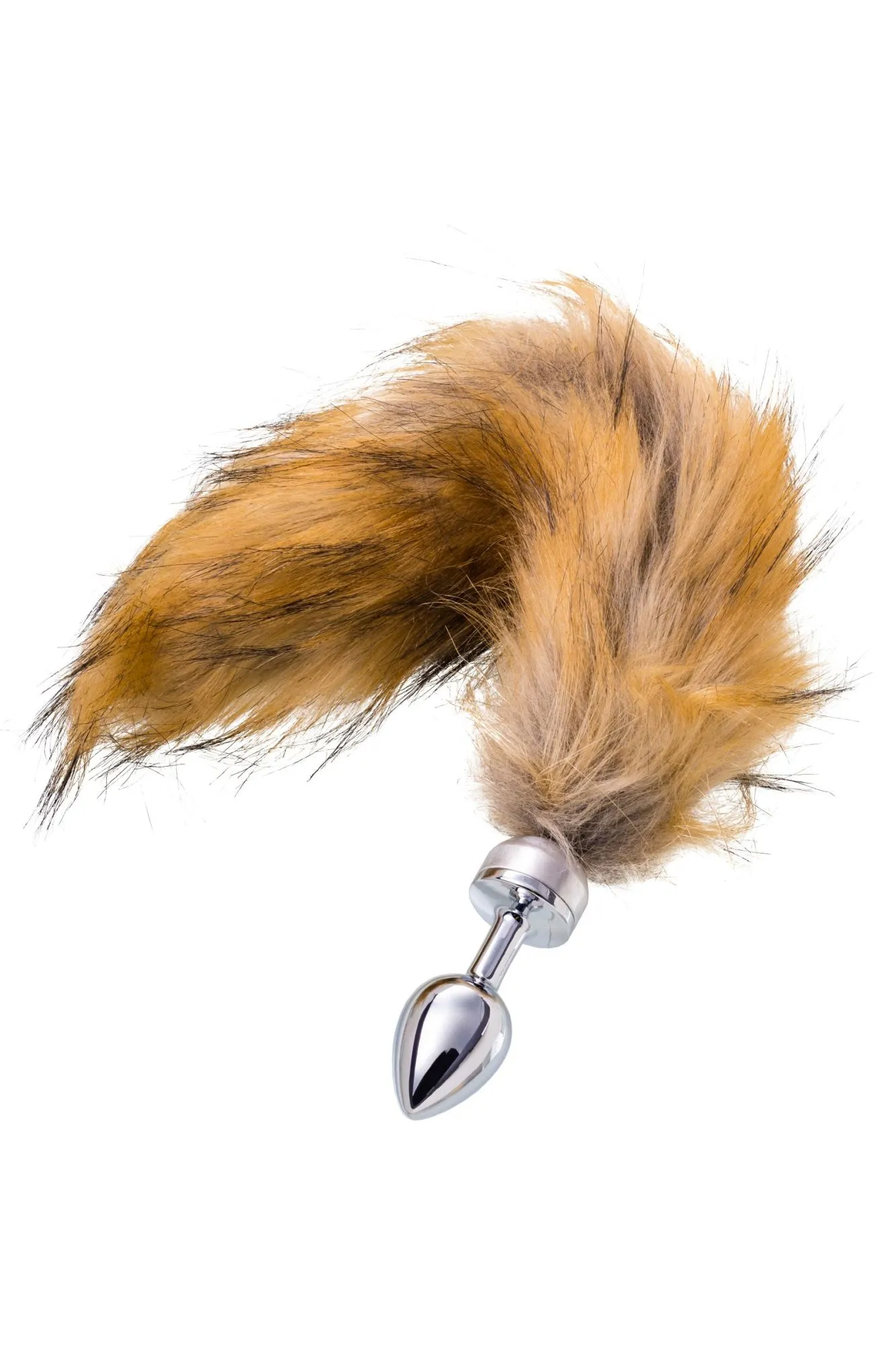 анальная втулка metal by toyfa, металл, серебряная, с большим рыжим хвостом, 37 см, ø 2,9 см, 195 г в Севастополе