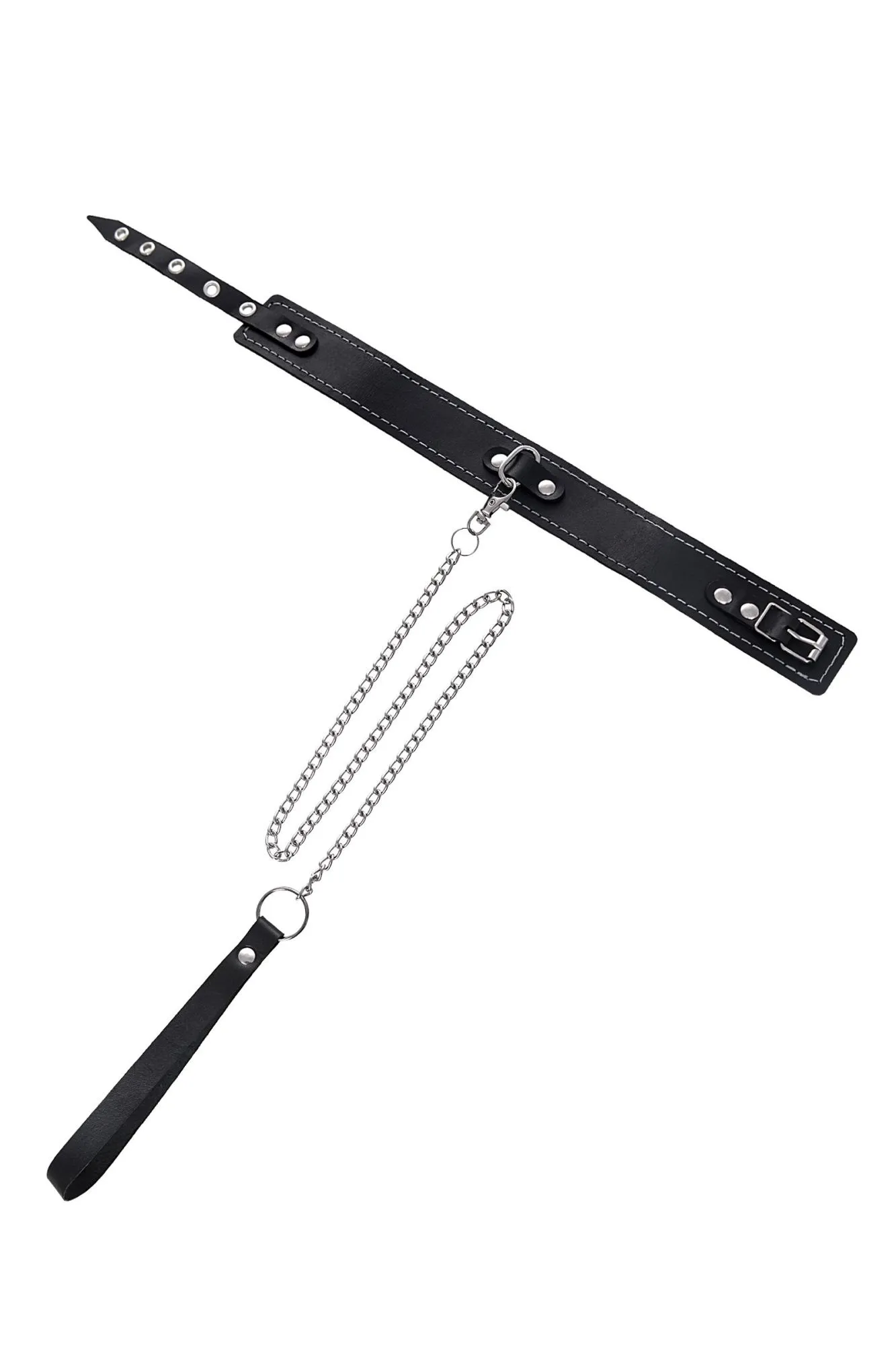 ошейник pecado bdsm, двухслойный с белой строчкой, натуральная кожа, черный в Севастополе