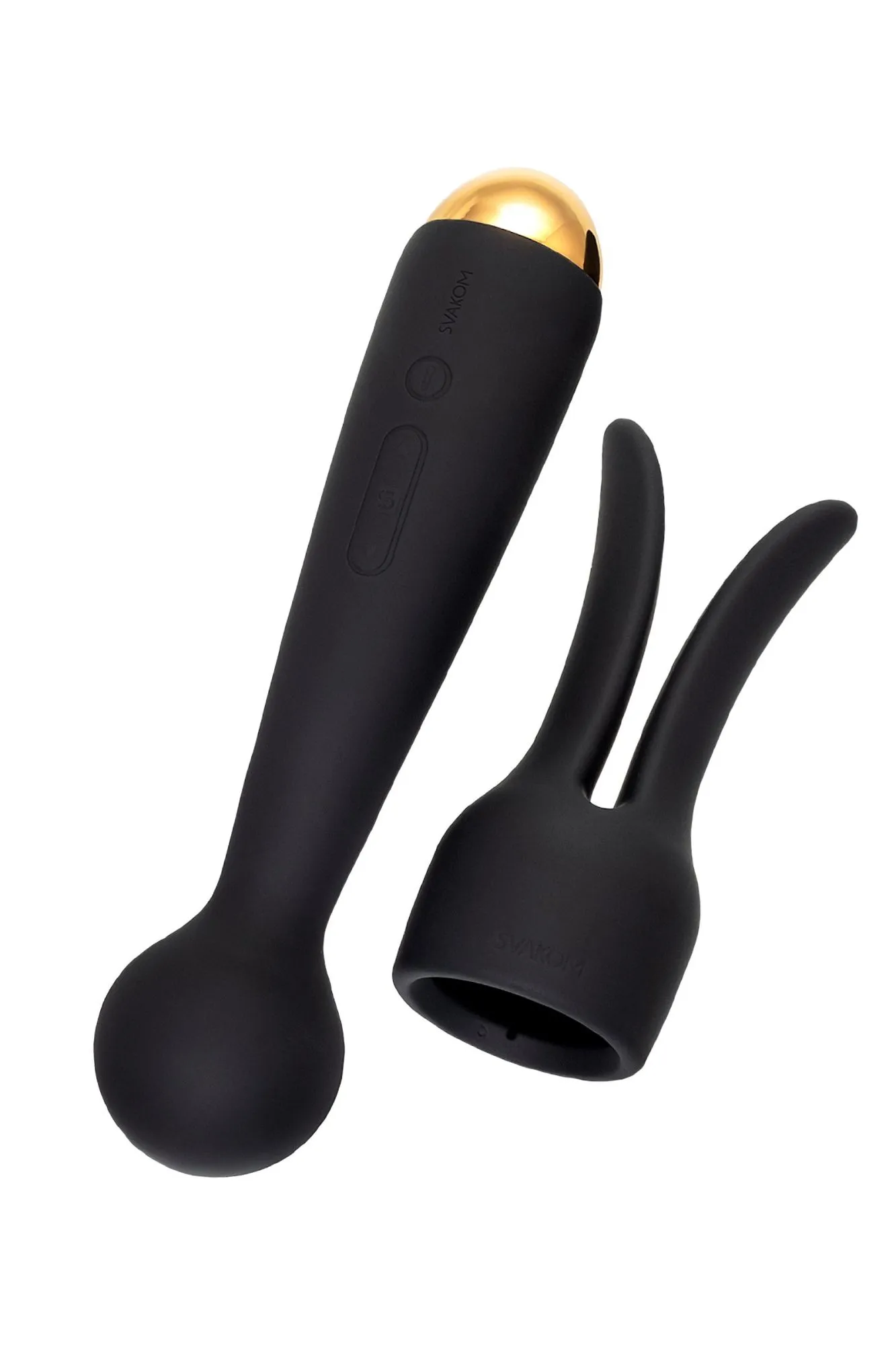 вибратор с насадкой svakom emma neo, силикон, черный, 21 см в Севастополе