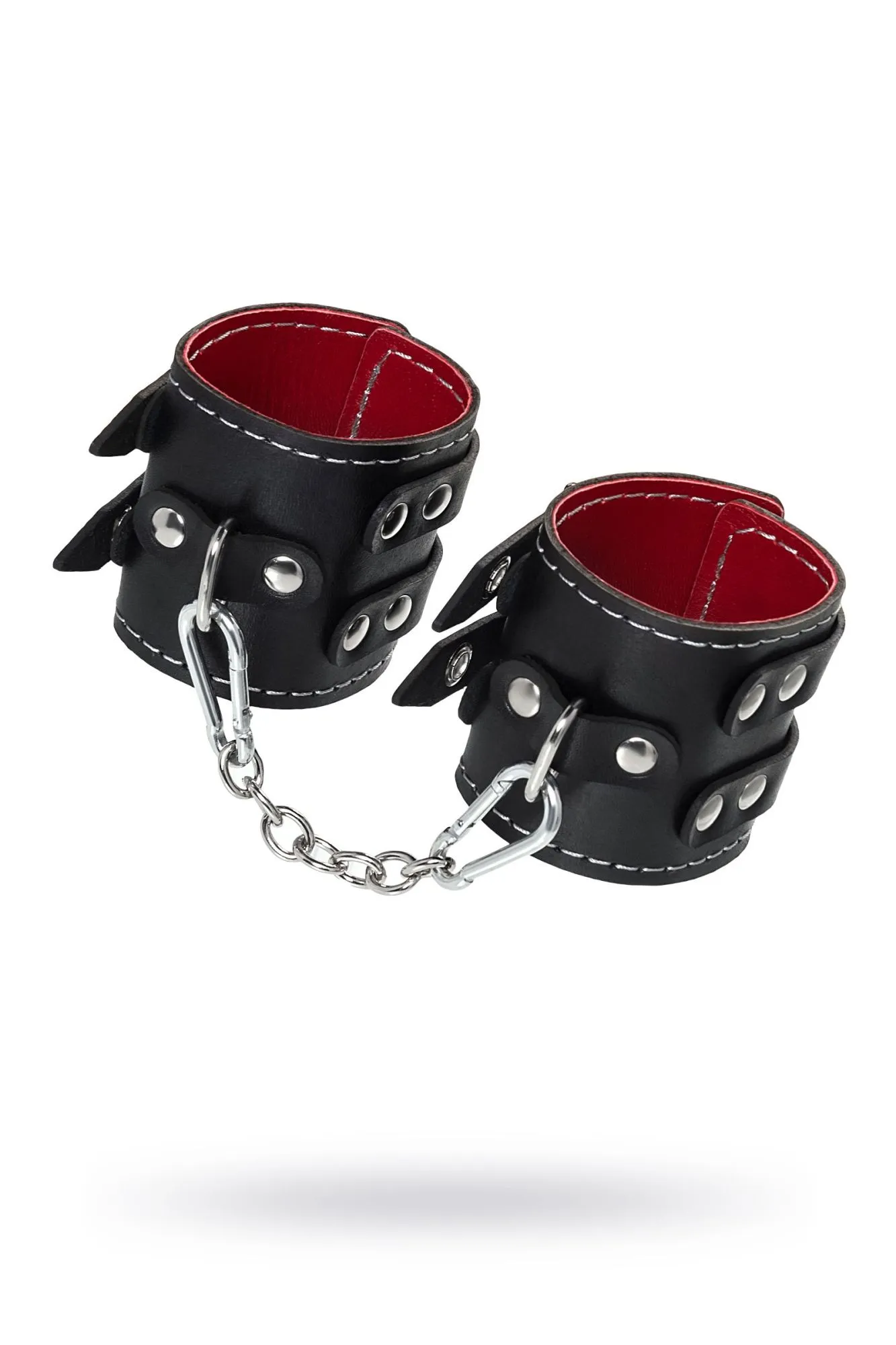 наручники pecado bdsm, с двумя ремнями и красной подкладкой, натуральная кожа, черные в Севастополе