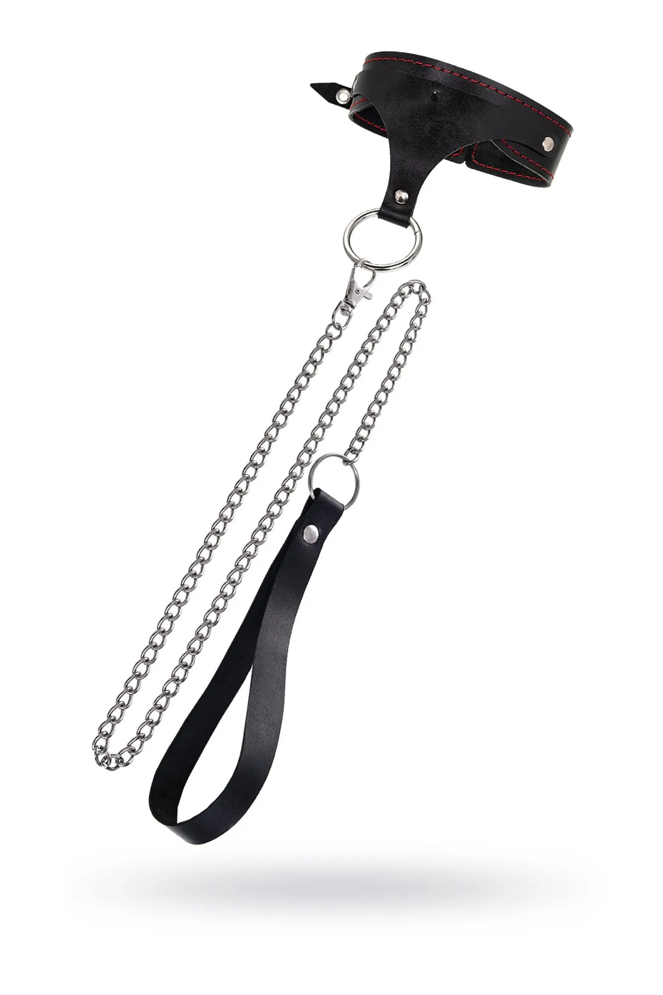 ошейник pecado bdsm, с контрастной строчкой, натуральная кожа, чёрный в Севастополе