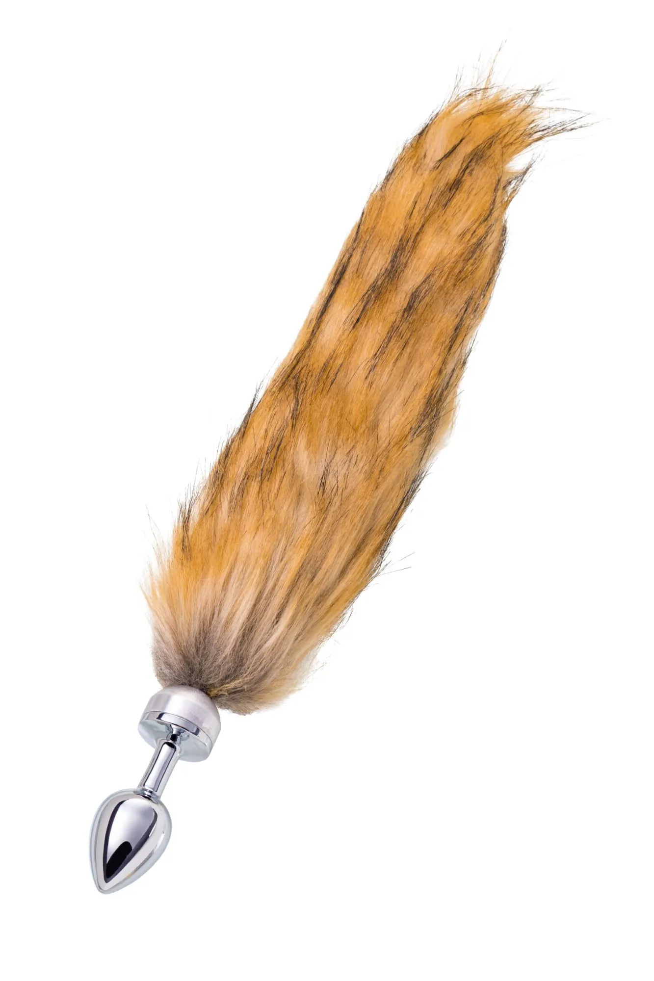 анальная втулка metal by toyfa, металл, серебряная, с большим рыжим хвостом, 37 см, ø 2,9 см, 195 г в Севастополе