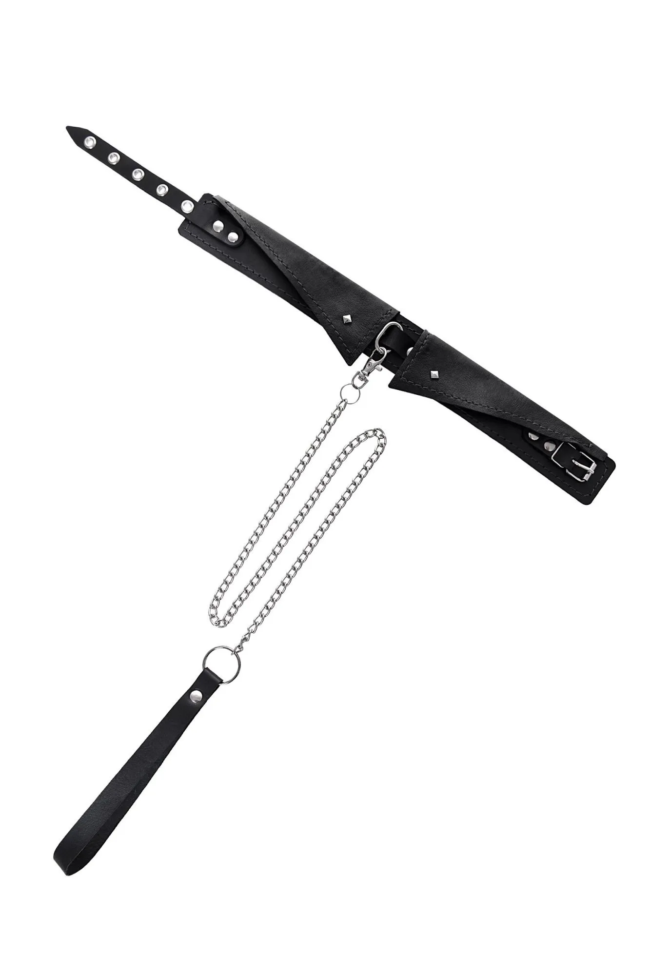 ошейник-воротник pecado bdsm,с поводком, натуральная кожа, чёрный в Севастополе