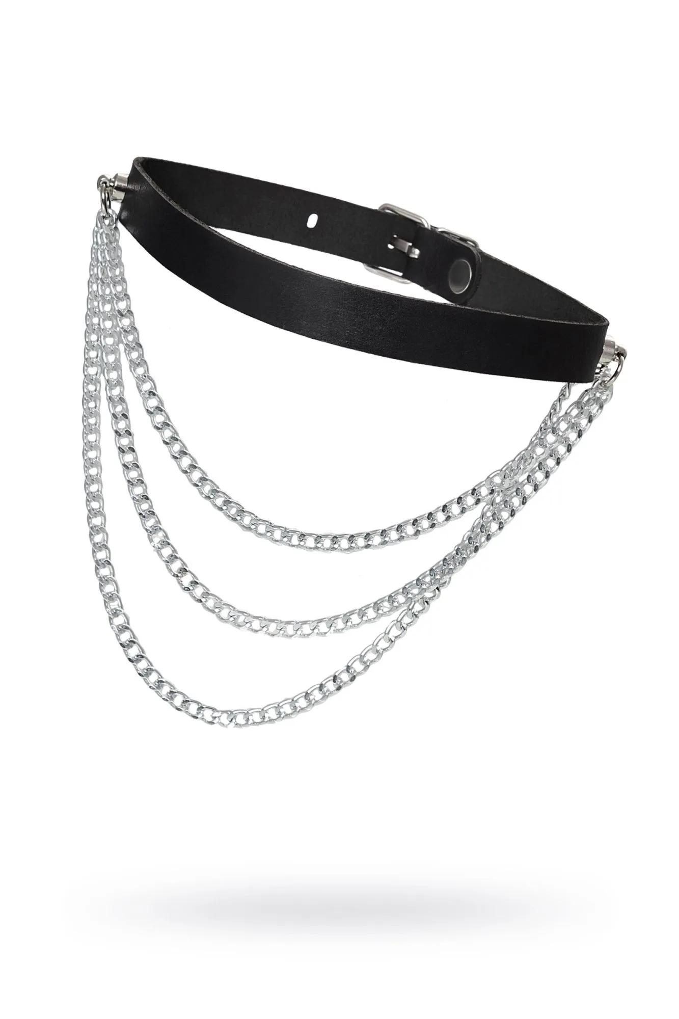 чокер pecado bdsm, с цепочками, модель 1, натуральная кожа, черный в Севастополе