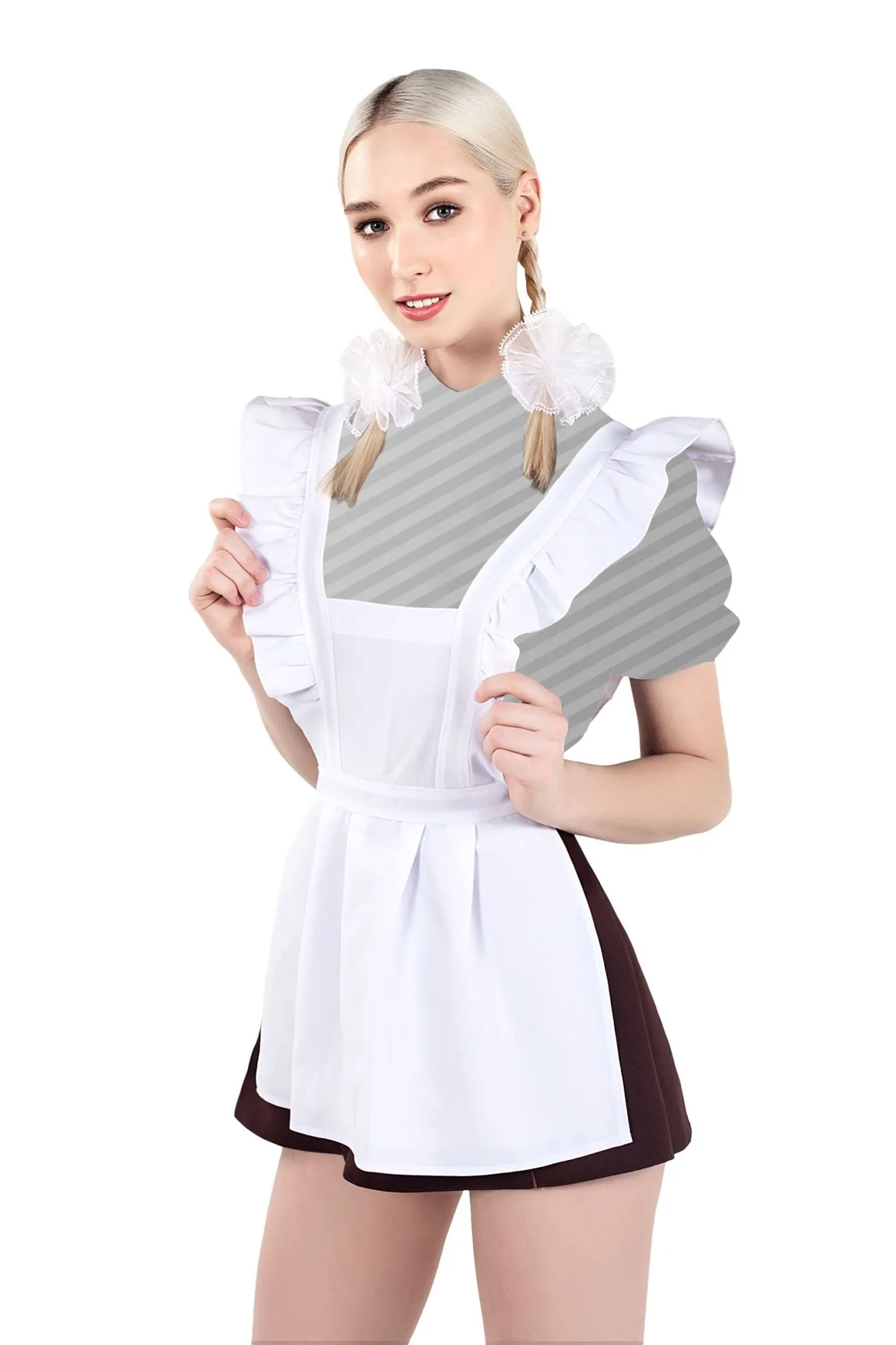 Эротическое нижняя часть костюма «русская школьница», pecado bdsm, юбка, фартук, коричнево-белый, 40-42 в Севастополе