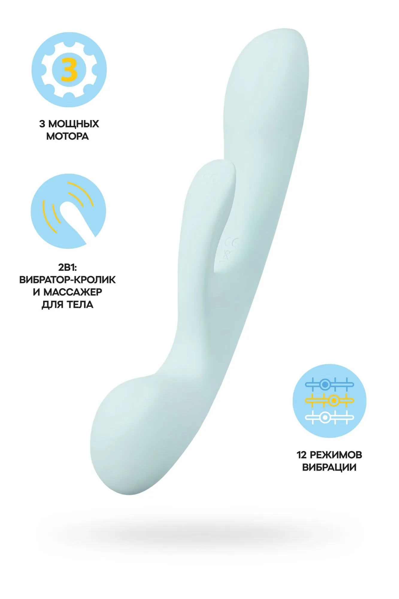 нереалистичный вибратор satisfyer triple oh, силикон, голубой, 24 см в Севастополе