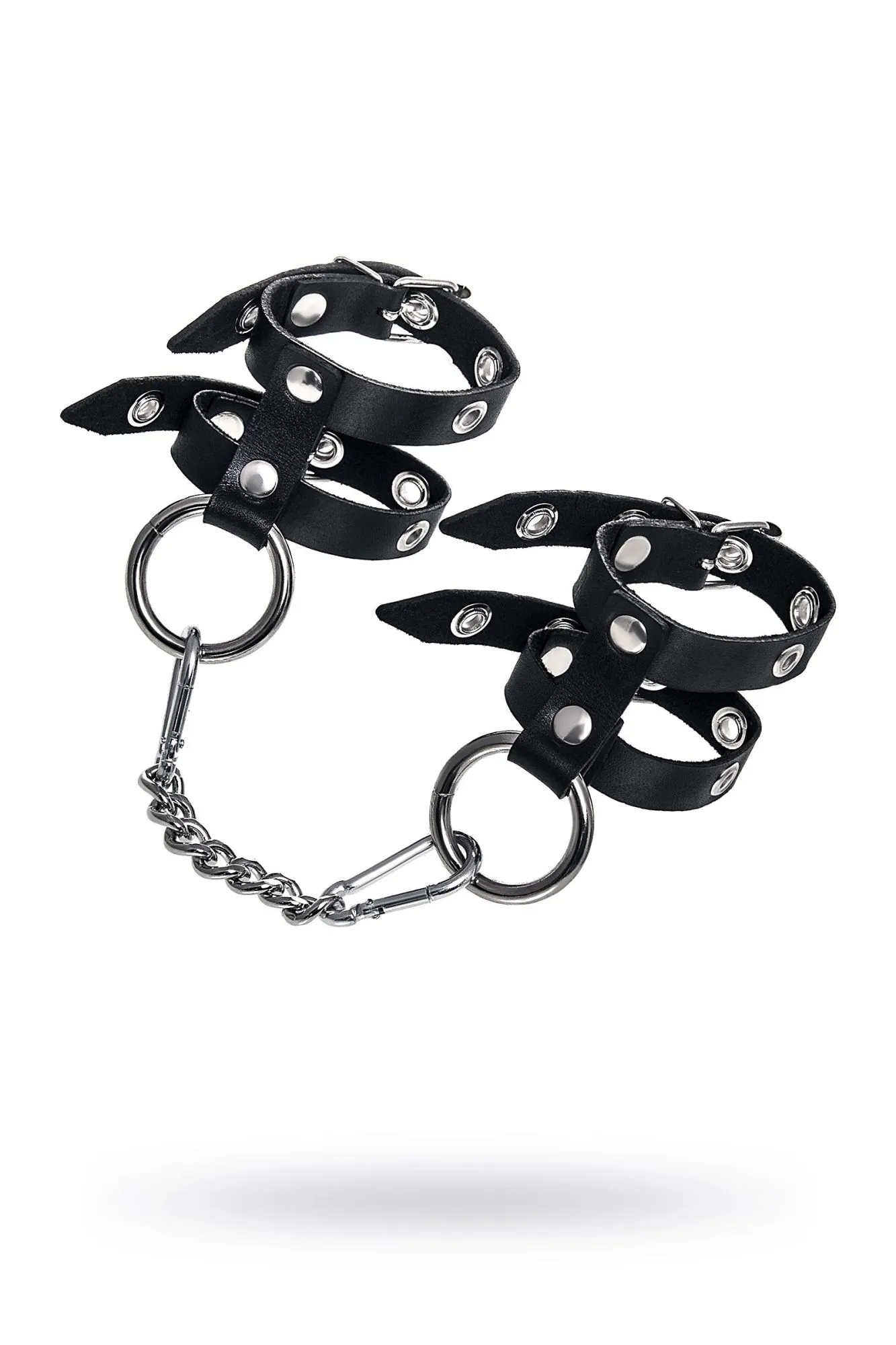 наручники pecado bdsm, однослойные из двух ремешков, натуральная кожа, черные в Севастополе