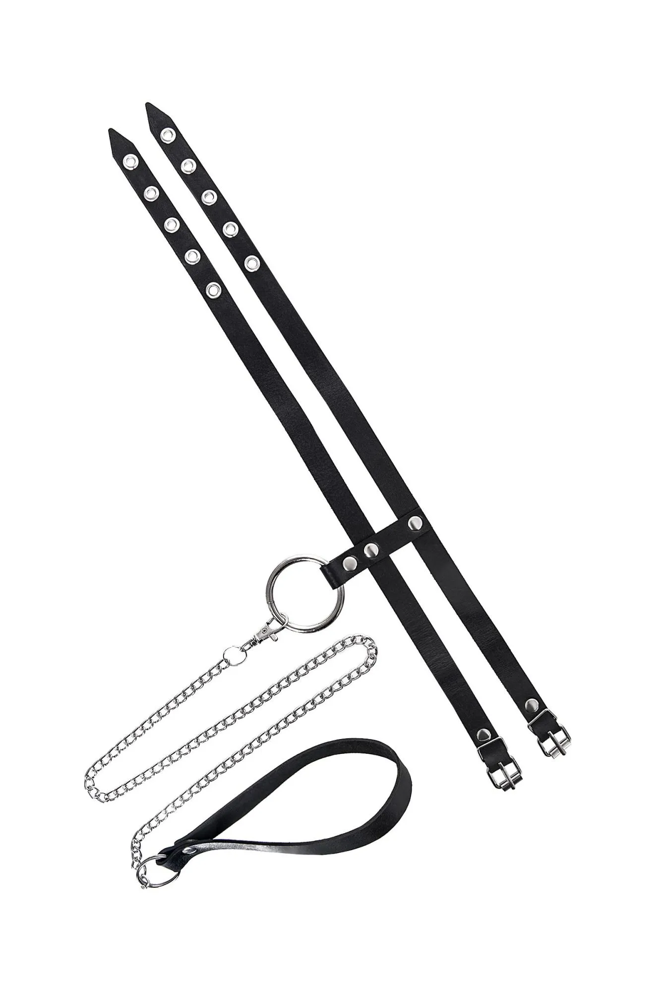 ошейник pecado bdsm, из двух ремешков, натуральная кожа, черный в Севастополе