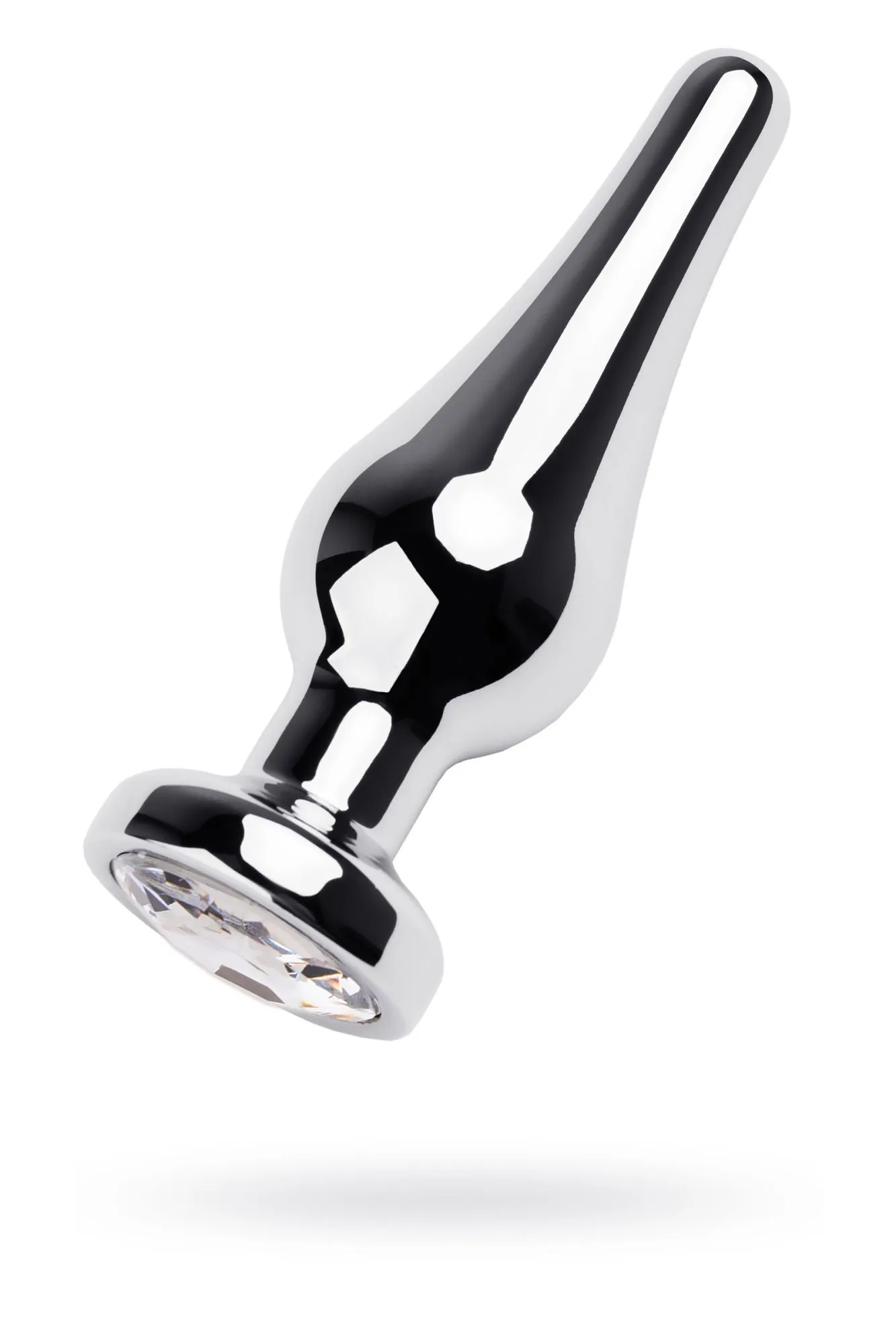 анальная втулка metal by toyfa, металл, серебряная, с кристаллом цвета алмаз, 10 см, ø 3 см, 95 г в Севастополе