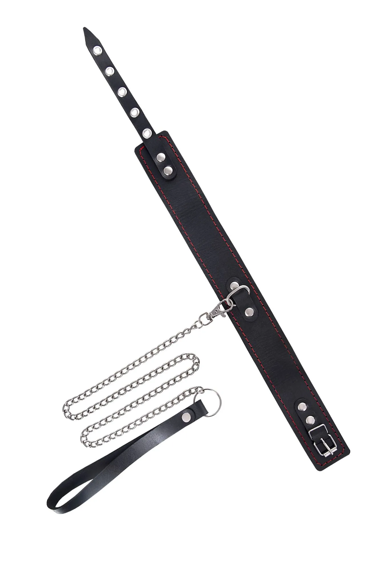 ошейник pecado bdsm, двухслойный с красной строчкой, натуральная кожа, черный в Севастополе