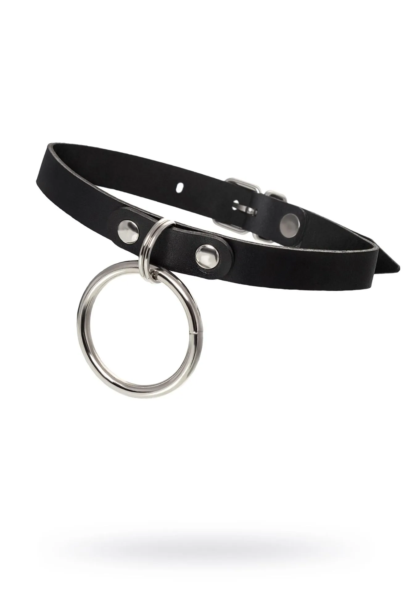 чокер pecado bdsm, с круглым кольцом, модель 2, натуральная кожа, чёрный в Севастополе