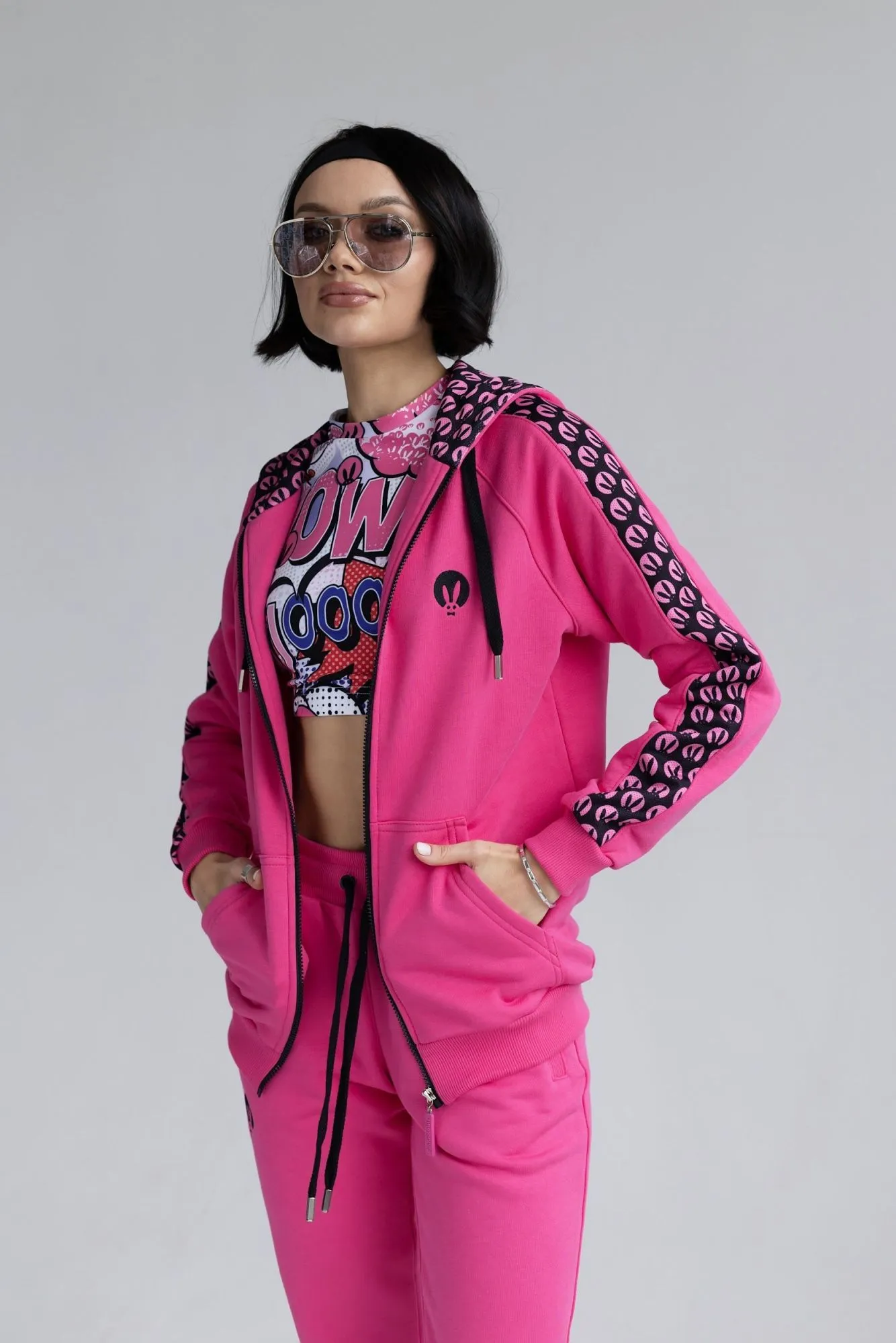 Костюм PinkRabbit из хлопкового футера, фуксия