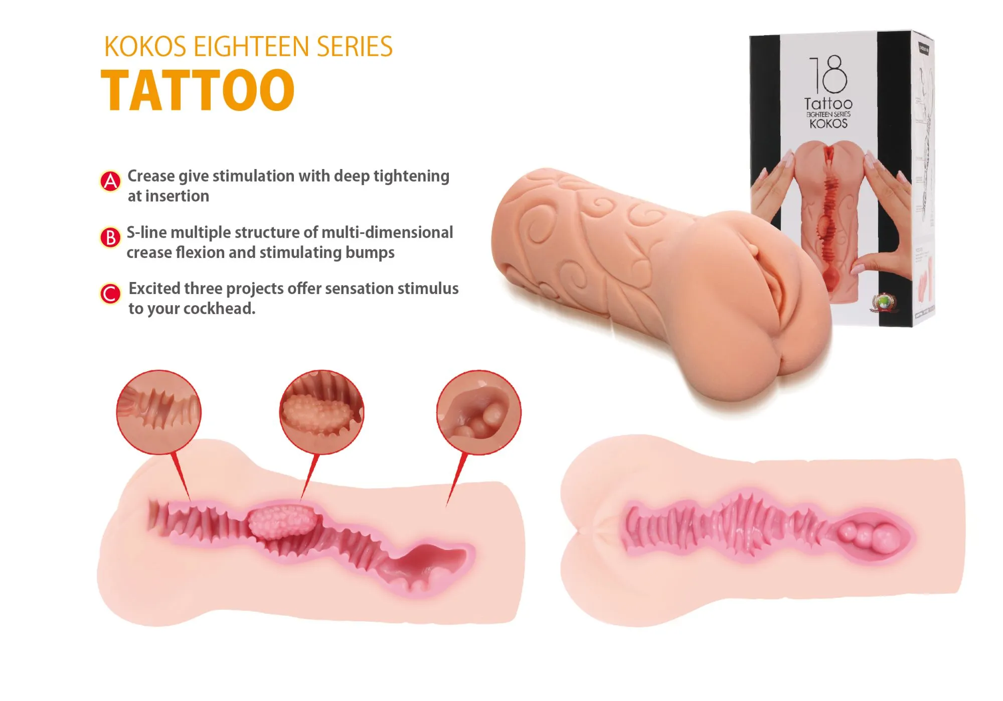 мастурбатор tattoo двойной слой телесный kokos m03-001-06d в Севастополе