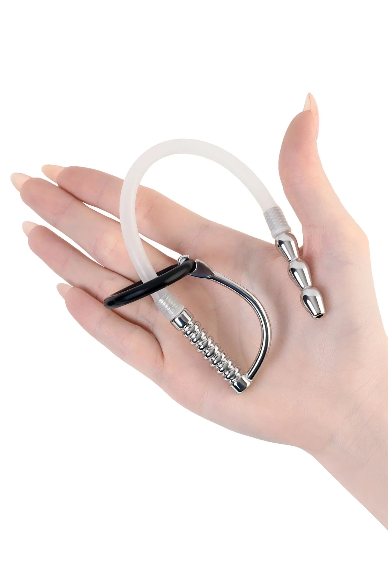 уретральный катетер metal by toyfa, со сменными фиксирующими кольцами, силикон, серебряный в Севастополе