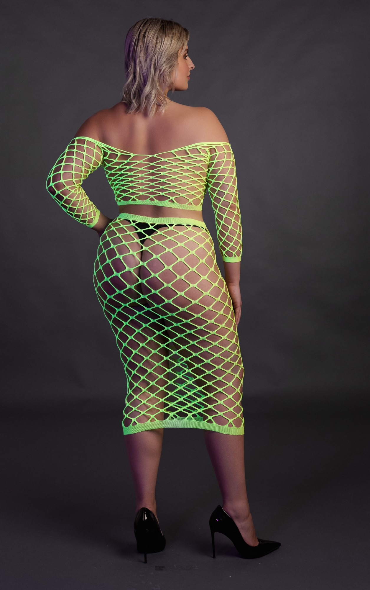 Эротическое топ с нижней юбкой long sleeve crop top and long skirt - green - xl/xxxxl в Севастополе