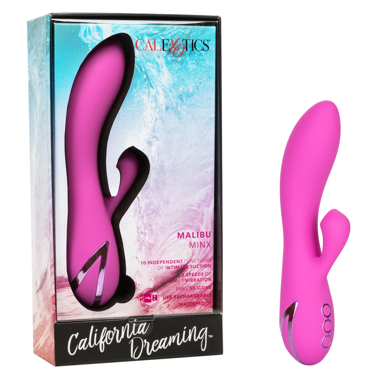 Вибромассажер кролик Malibu Minx с функцией «мощное всасывание»