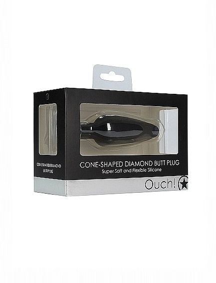 анальная пробка с прозрачным кристаллом cone-shaped diamond, чёрная в Севастополе