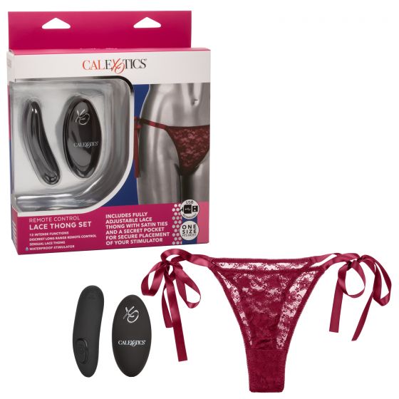 Трусики с вибромассажером для стимуляции клитораRemote Control Lace Thong Set