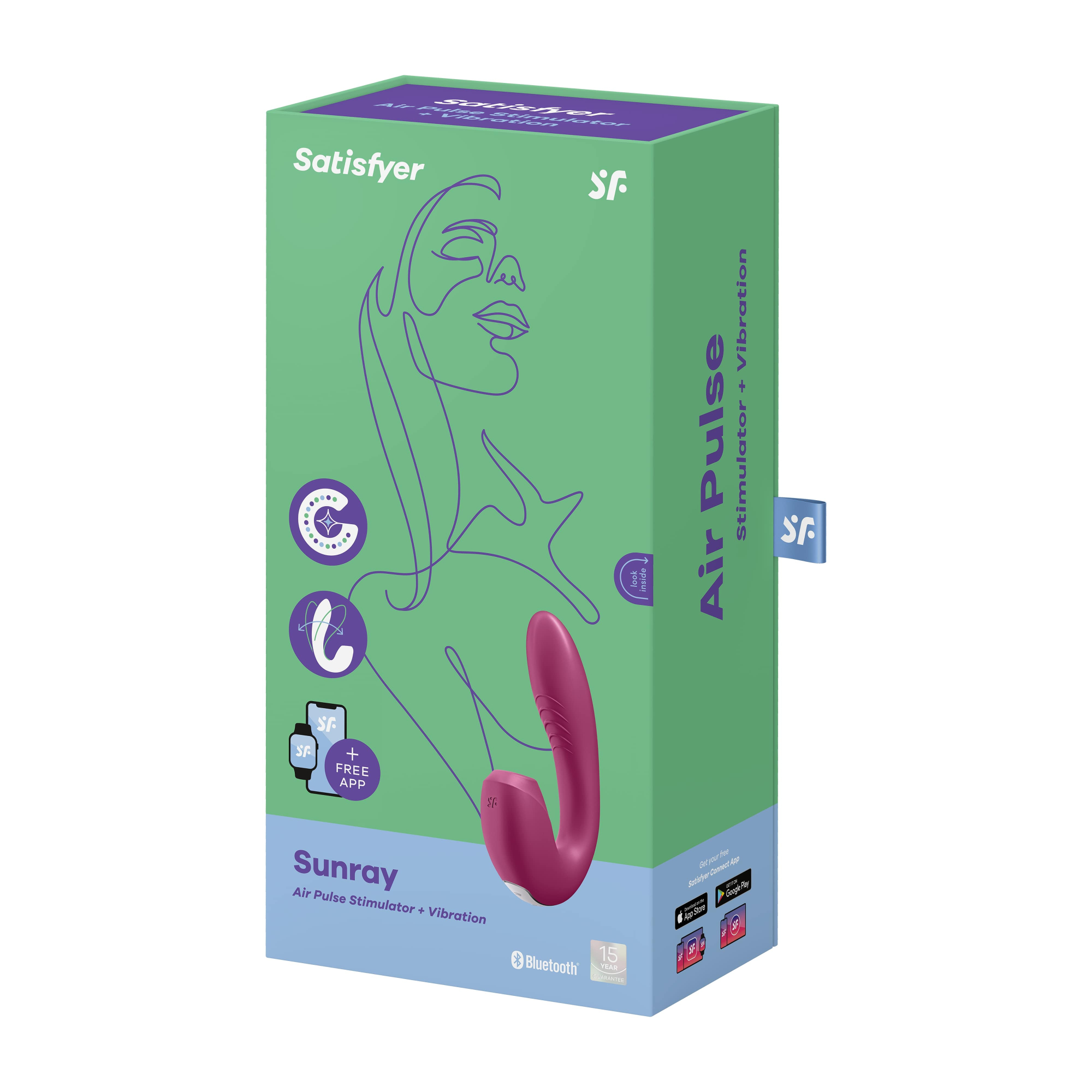 вибратор с вакуумным стимулятором satisfyer sunray с фиксацией формы (ягодный) в Севастополе