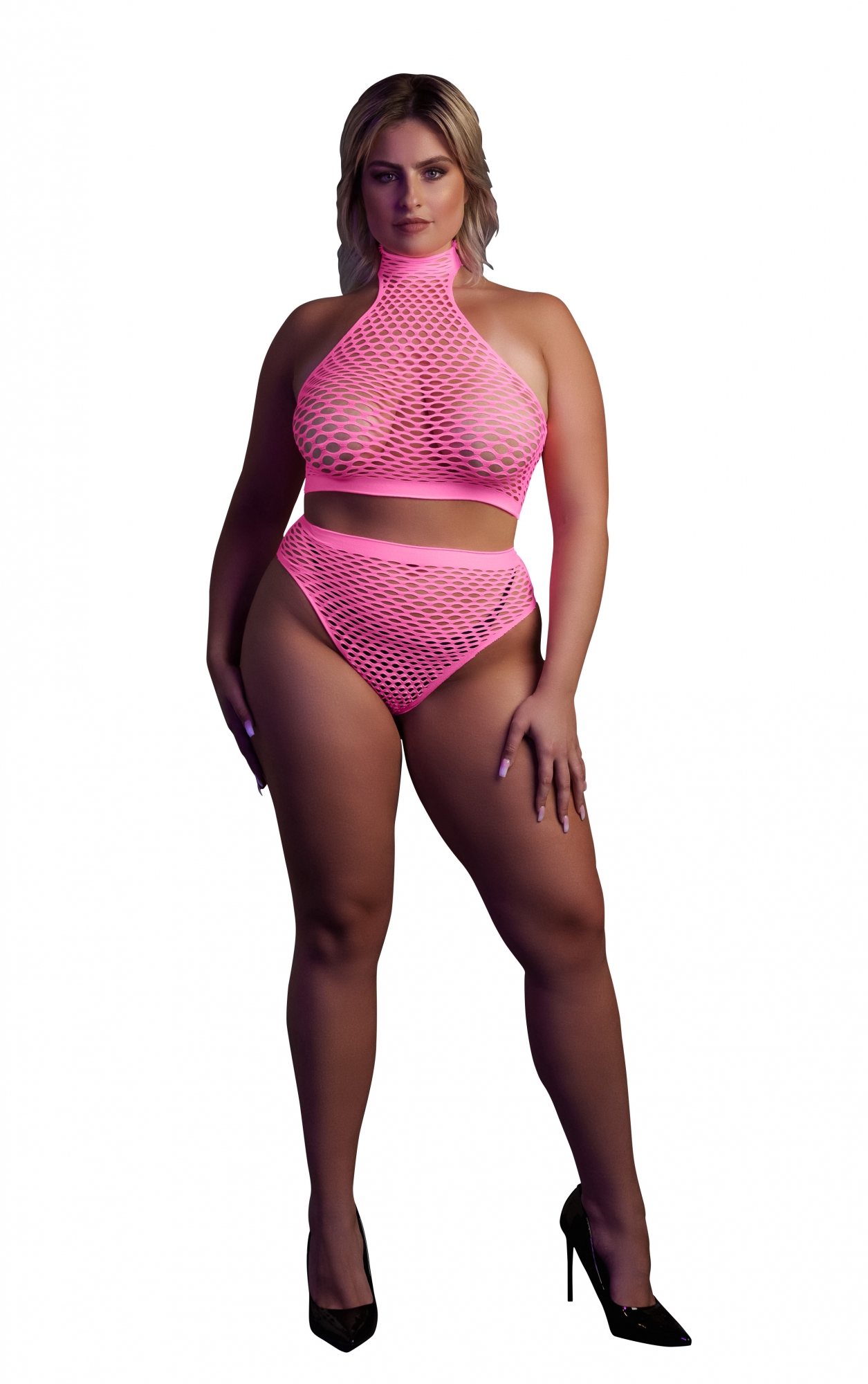 Эротическое топ и трусики turtle neck and high waist slip - pink - xl/xxxxl в Севастополе
