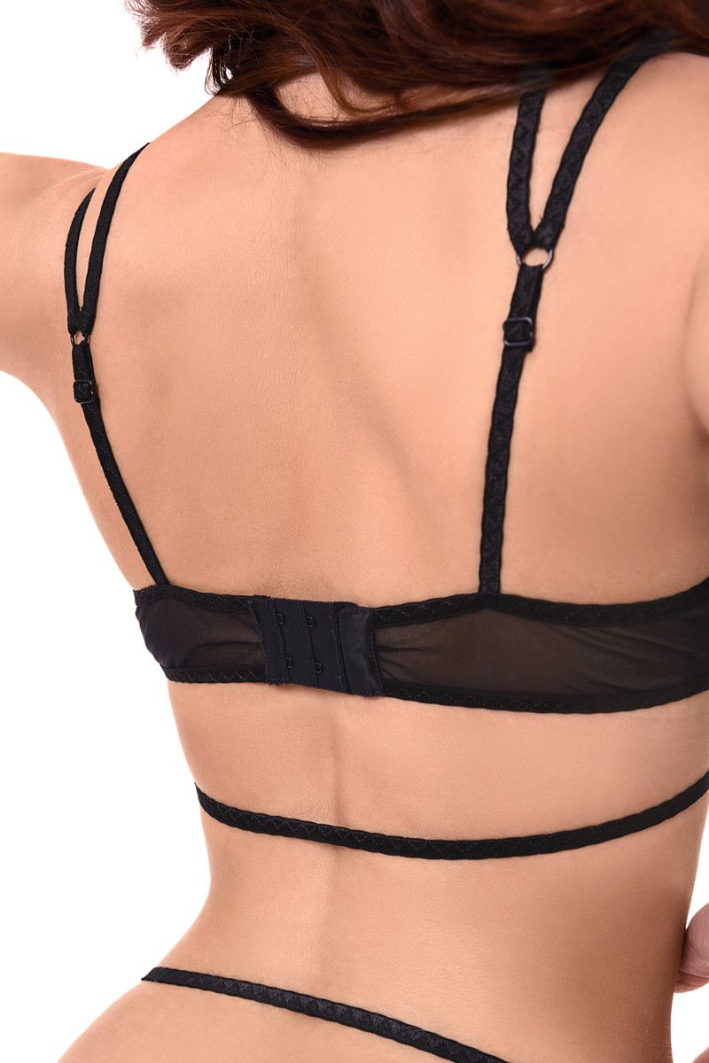 Эротическое боди с кружевом жабо erolanta eva, черное в Севастополе