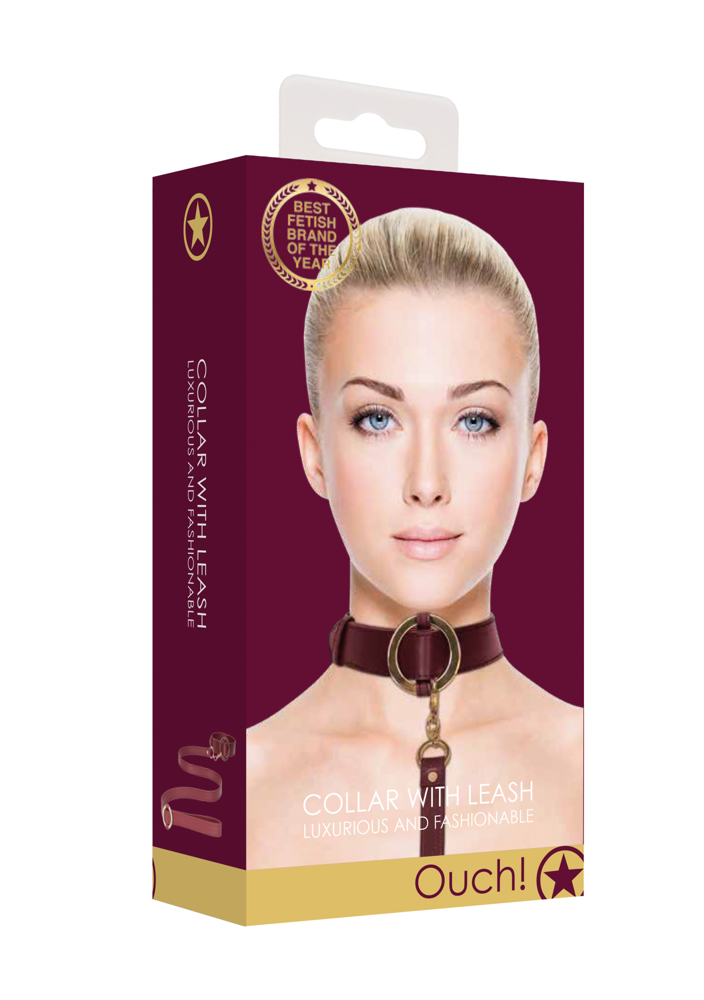 Ошейник с поводком Ouch Ouch! - Collar With Leash - Burgundy