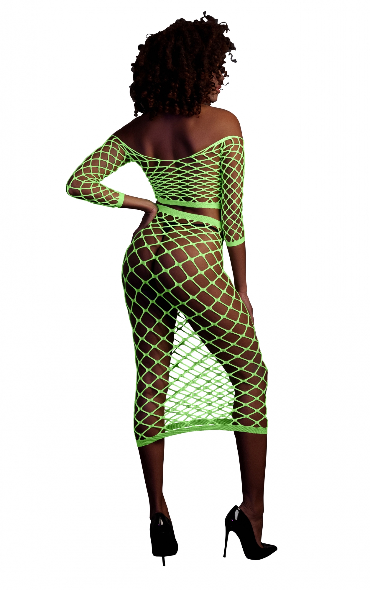 Эротическое топ с нижней юбкой long sleeve crop top and long skirt - green - xs/xl в Севастополе