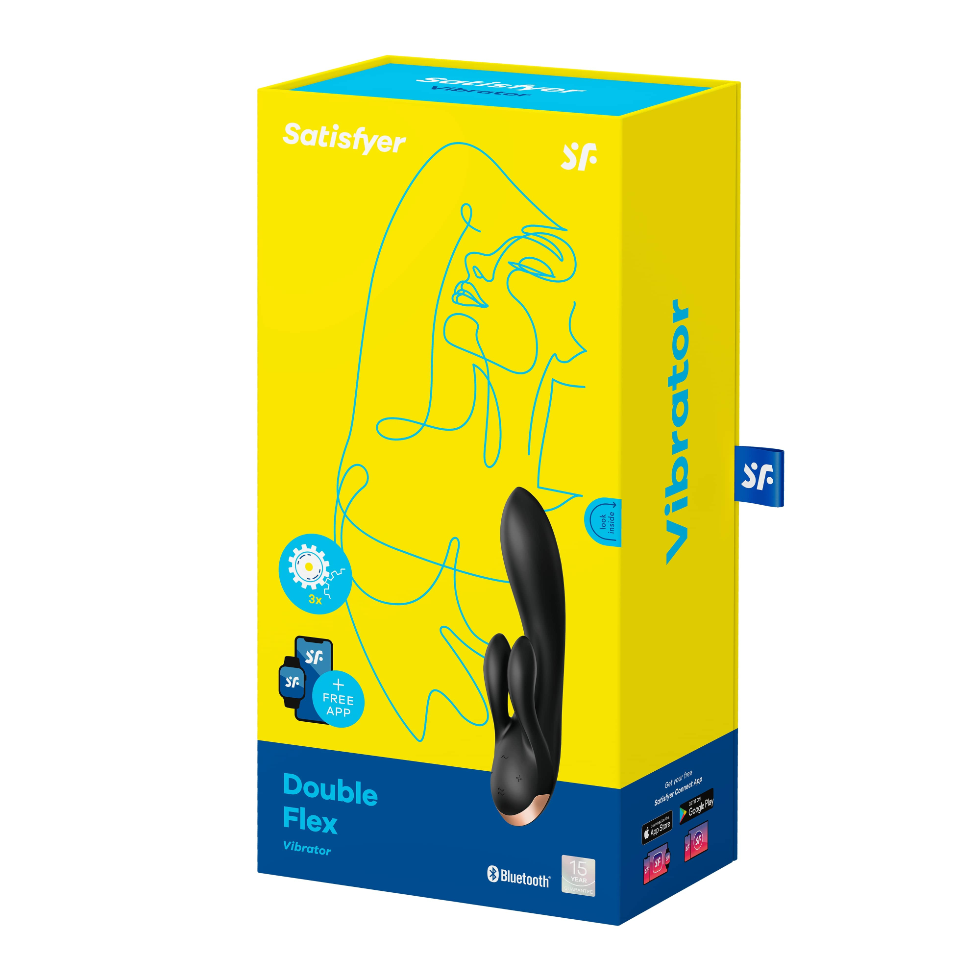 вибратор-кролик satisfyer double flex с двумя клиторальными отростками (черный) в Севастополе