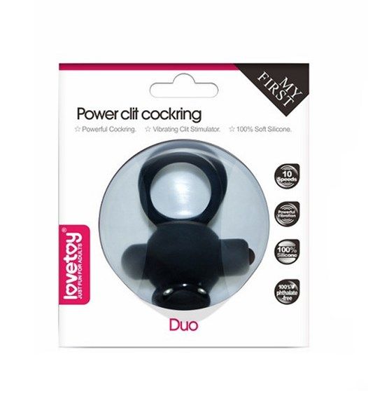 виброкольцо lovetoy power clit duo, черное в Севастополе