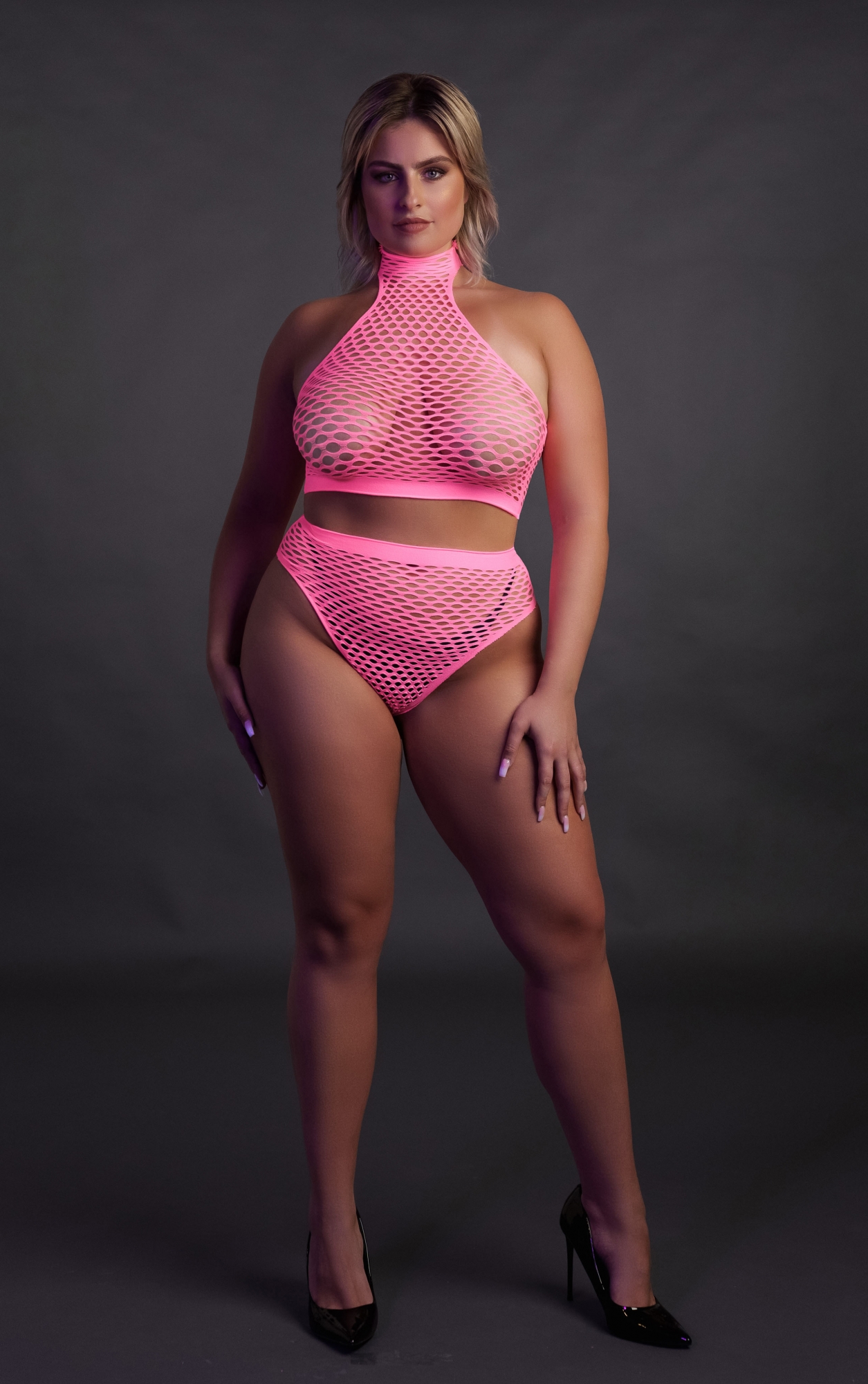 Эротическое топ и трусики turtle neck and high waist slip - pink - xl/xxxxl в Севастополе