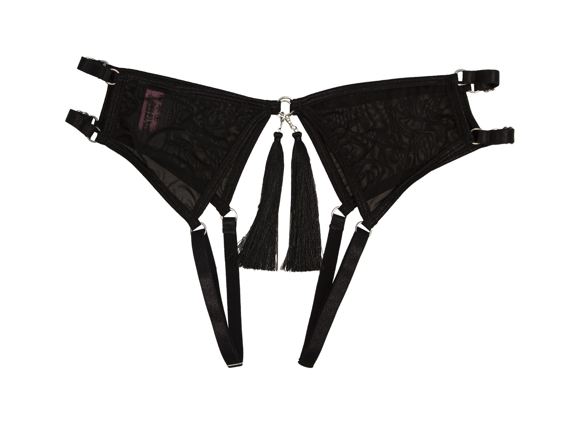 Эротическое трусики pinkrabbit с доступом и соблазнительными кисточками, чёрные в Севастополе