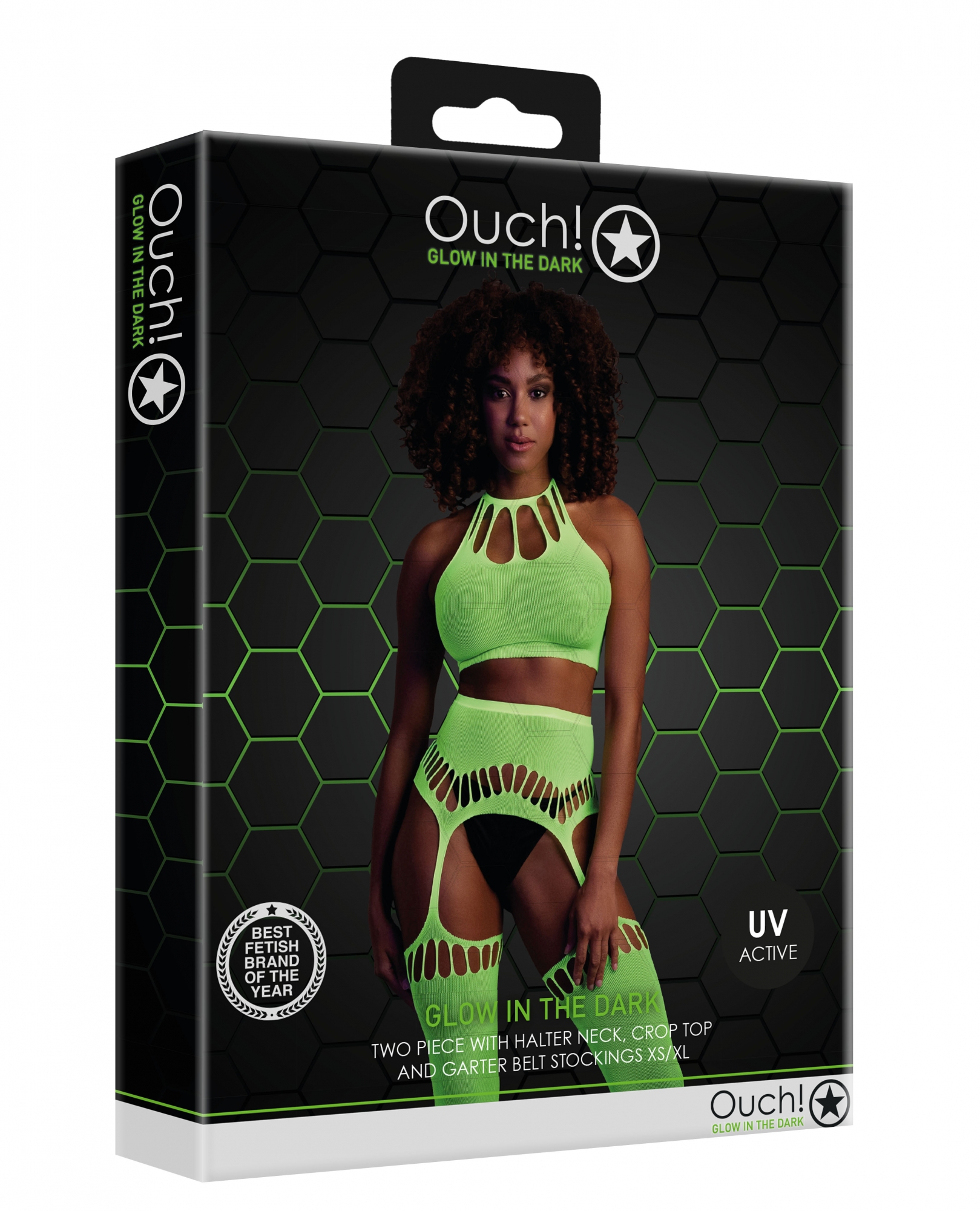 Топ в комплекте с чулками и трусиками Two Piece with Crop Top and Stockings - Green - XS/XL