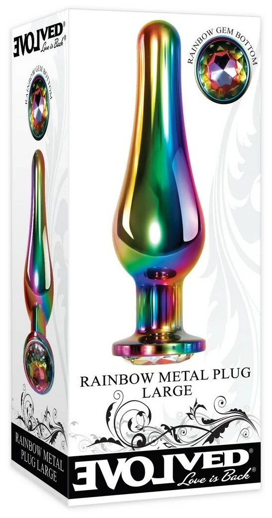 радужная анальная пробка большая rainbow metal plug large в Севастополе