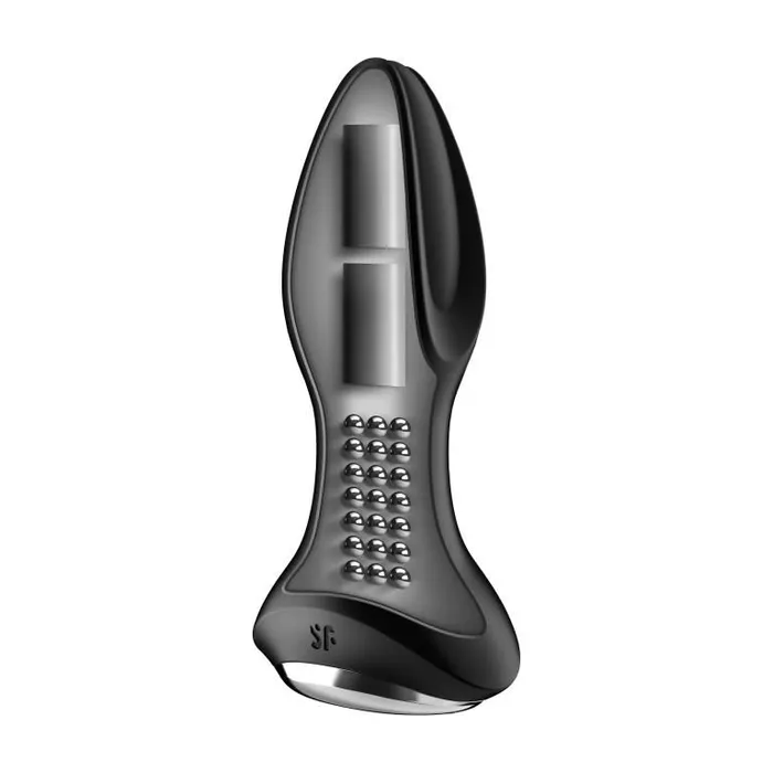 анальная пробка с вибрацией и массажем бусинами rotator plug 2+, чёрная в Севастополе