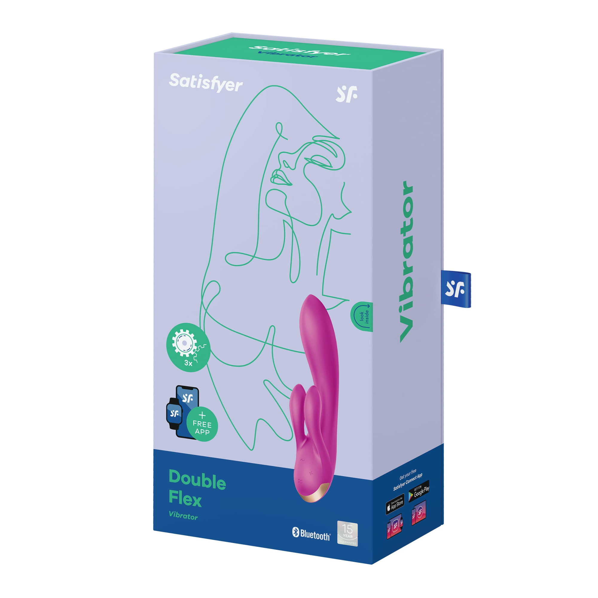 вибратор-кролик satisfyer double flex с двумя клиторальными отростками (фиолетовый) в Севастополе