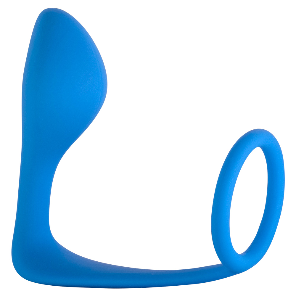 мужской анальный стимулятор с кольцом на пенис button anal plug blue 4216-03lola в Севастополе