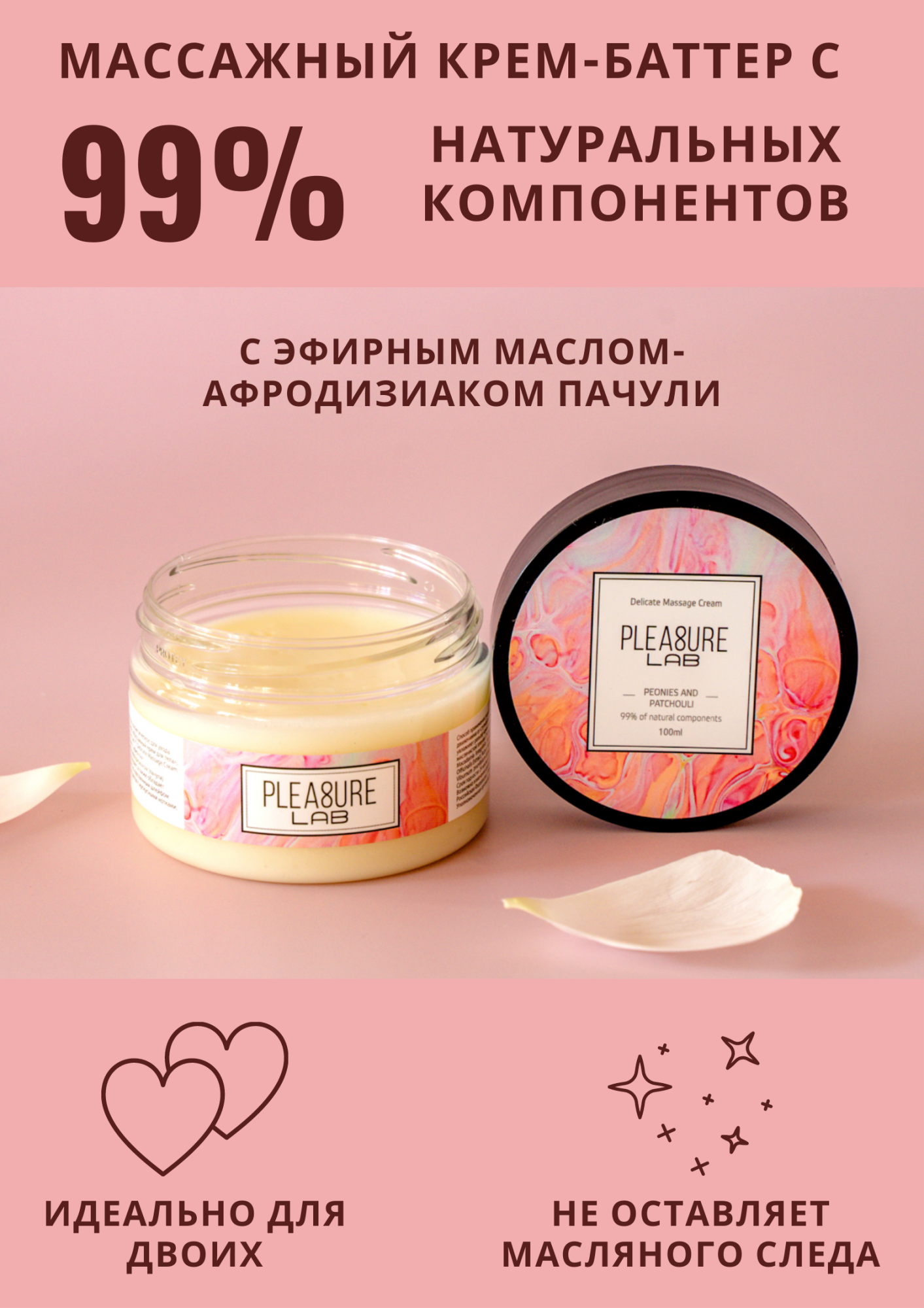 массажный крем pleasure lab delicate пионы и пачули 100 мл 1074-02lab в Севастополе