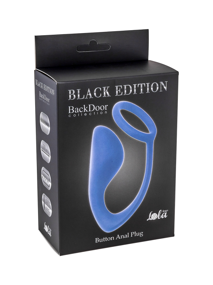 мужской анальный стимулятор с кольцом на пенис button anal plug blue 4216-03lola в Севастополе