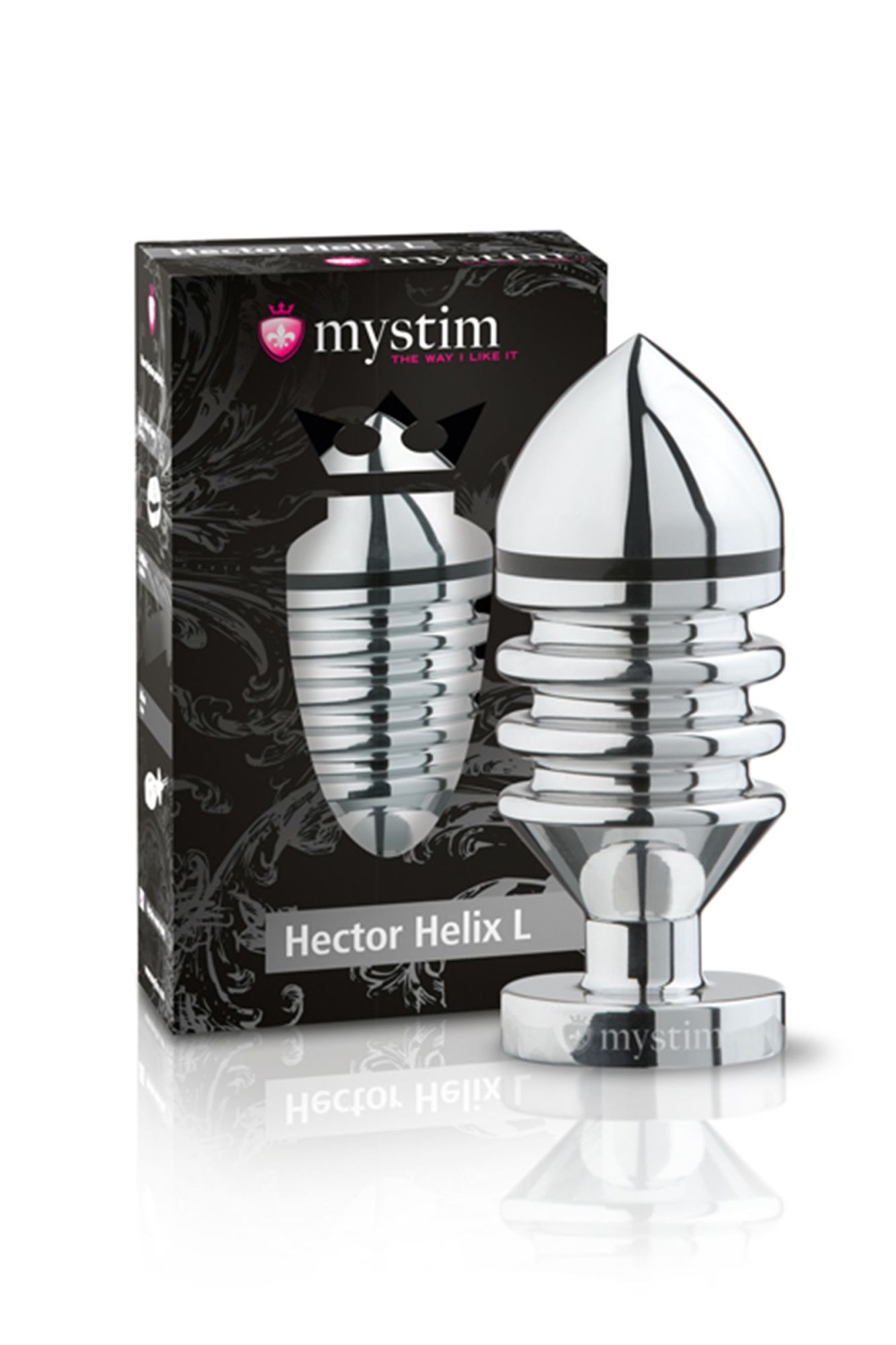 анальная пробка mystim hector helix l, электростимуляция, хирургическая сталь, серебряная, 11,5 см, в Севастополе