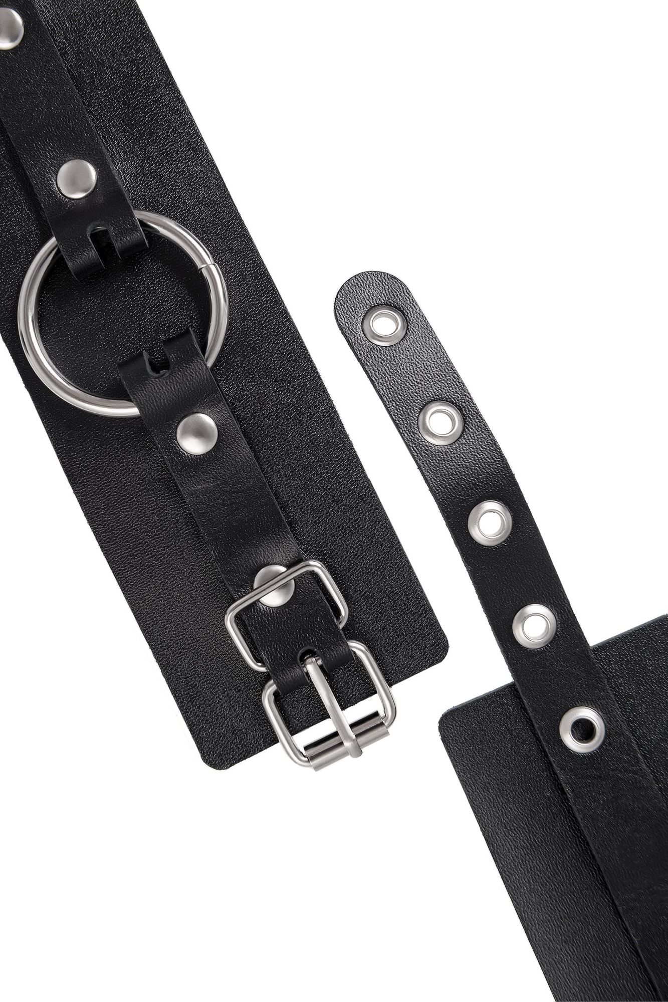 оковы pecado bdsm, из толстой кожи с люверсами, натуральная кожа, чёрные в Севастополе