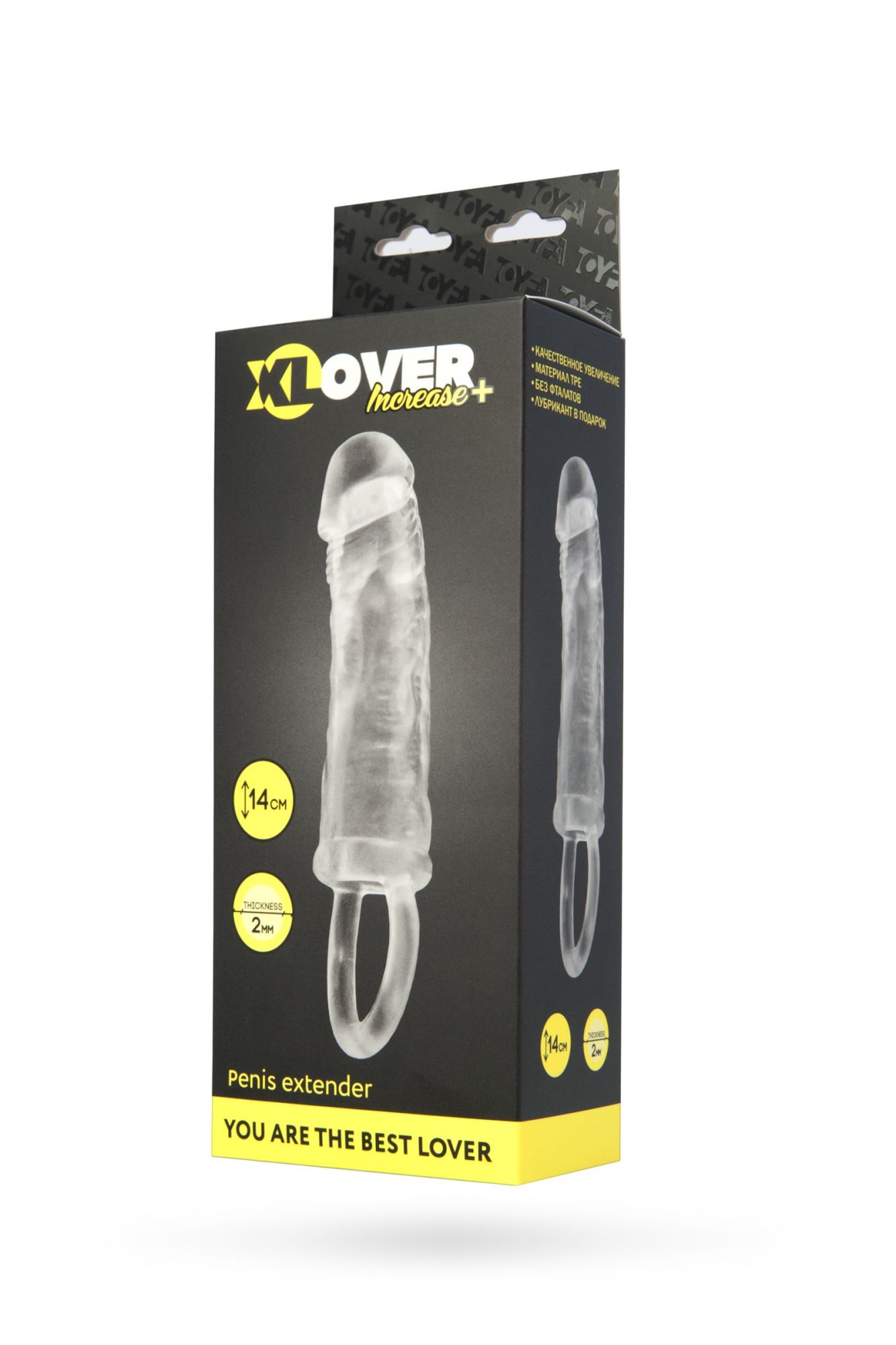 насадка xlover by toyfa increase+ для увеличения размера, с кольцом,  tpe, прозрачная, 14 см в Севастополе